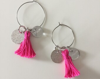 Circle Earrings with Mom and Nappa logo and tag