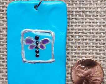 Dragonfly sculpty pendant