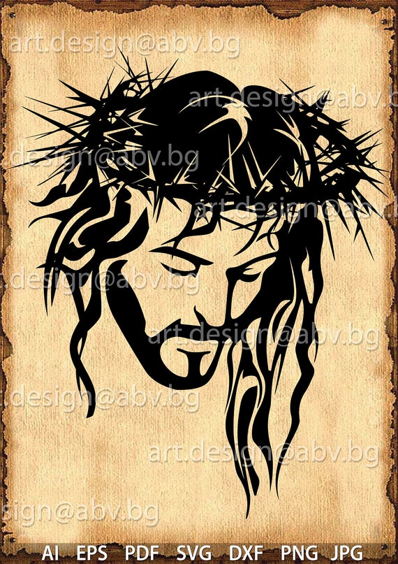 Vector JESUS head with CROWN of thorns ai eps pdf svg