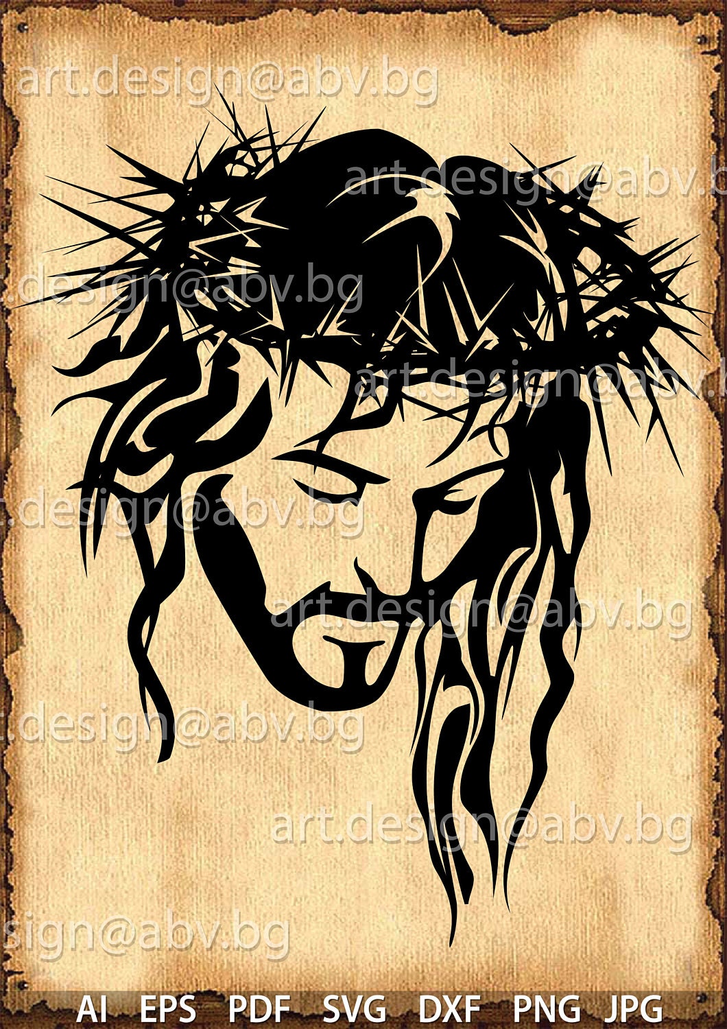 Download Vector JESUS head with CROWN of thorns ai eps pdf svg