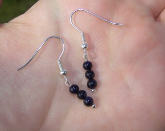 Glitter Quartz Bead Drop Earrings