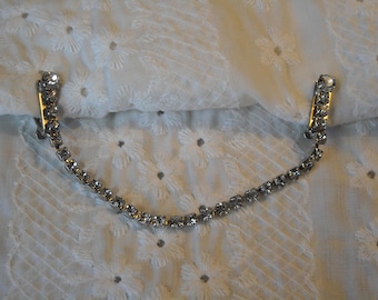 Vintage Rhinestone Sweater Clip Silver Tone Pristine