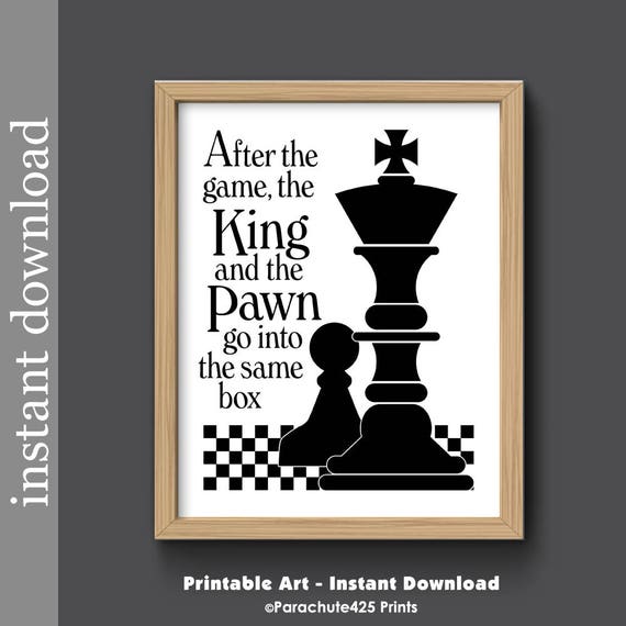 Items similar to Chess Printable, King and Pawn, chess quote print