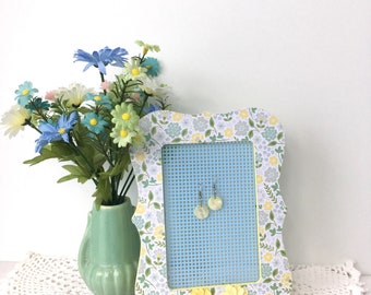 Periwinkle Decoupaged Earring Holder Picture Frame Earring Organizer Gifts for Girls Decoupaged Earring Organizer