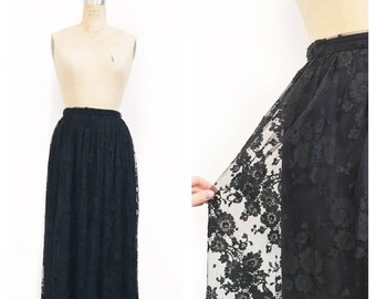 Black full lace midi skirt. Size S.