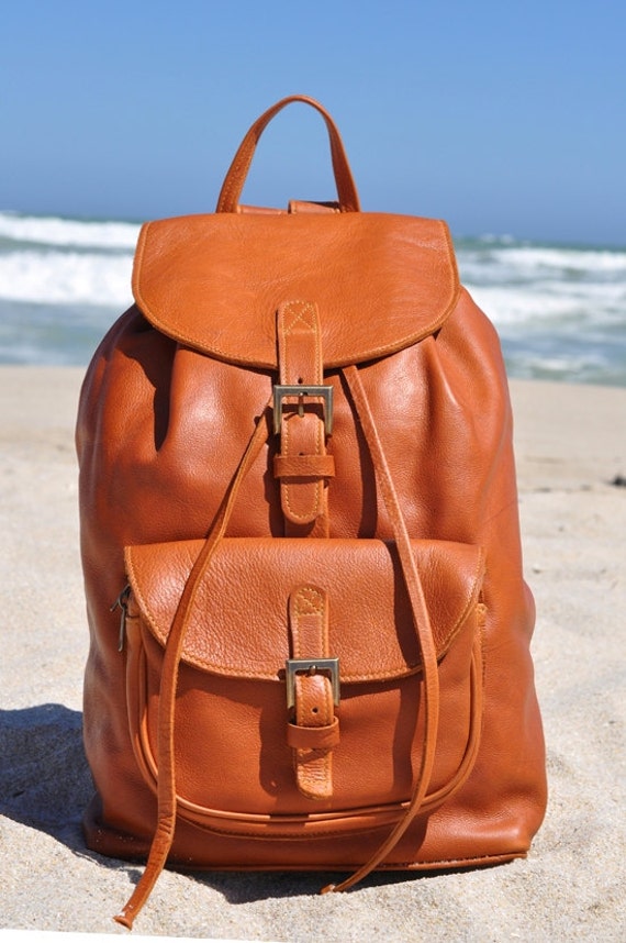 Tan Genuine Leather Backpack