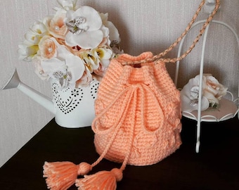 Knitted bag pink/backpack/knitted bag/crochet bag/knit bag/handmade bag/bag/hand knitted bag/handmade/knitted handbag/hand knit bag