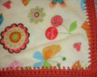 Floral and Rainbow Fleece Throw