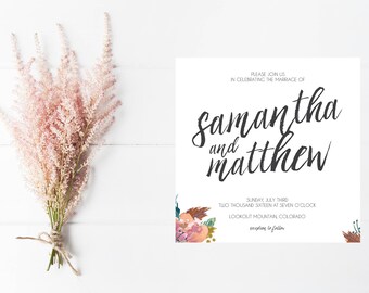 Boho Chic Mountain Wedding Custom Wedding Invitation Suite