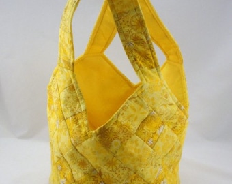 Medium handmade patchwork tote bag midi yellow
