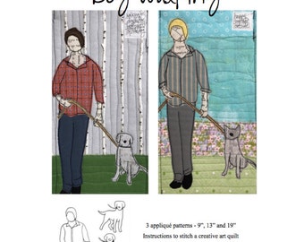 Appliqué Quilt Pattern - Dog Walker - Digital Download