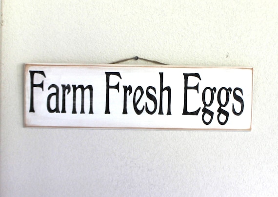 Farm Fresh Eggs -- Wooden sign - Hand painted -- Black and White - Chickens - Chicken Coop - Farmhouse - Homestead - Farm- Egg Sign