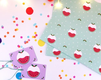 Watermelon Wrapping Paper, Christmas Pudding Gift Wrap, Christmas Paper, Sheet Wrapping, Gift Wrap, Melon, Christmas Pudding, Wrap Pack
