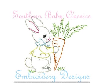 Vintage Easter Bunny Rabbit Digital Design File Embroidery Machine Bean