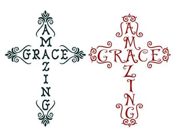 Amazing Grace Cross Cuttable Design SVG PNG DXF & eps Designs Cameo File Silhouette