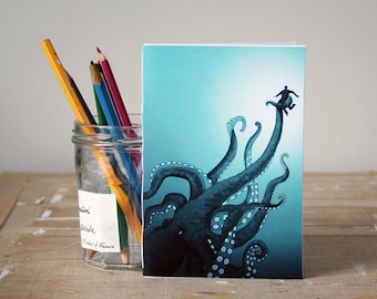 Giant Octopus Notebook - Jotter - Unlined Notebook - A6