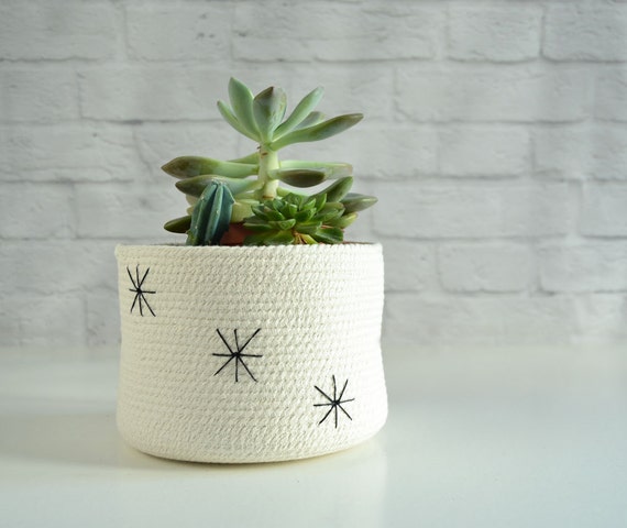 Succulent pot, Indoor planter, Nordic style, Yarn storage Bathroom basket, Plant pot Cotton pot, Natural decor Planter container Kids basket