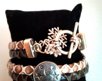 Bracelet double strand leather