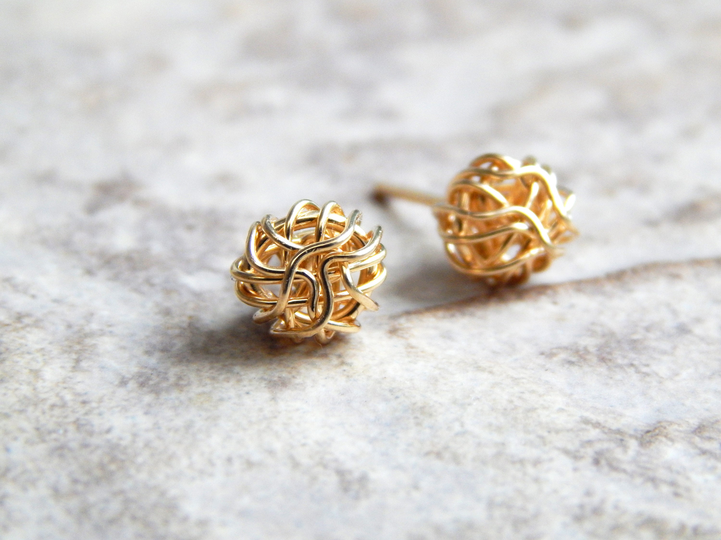 Gold Stud Earrings/ 14k Gold Filled Knot Stud Earrings/ Gold