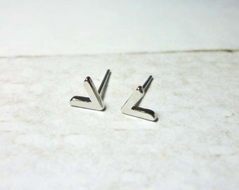 V Shaped Stud Earrings, Silver V Earrings