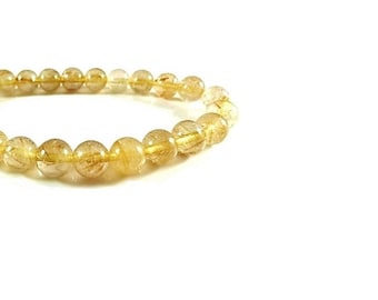 4MM Natural Golden Rutilated Quartz Beads , 15.5 Inch Strand