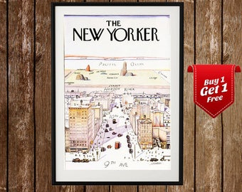 The New Yorker Magazine Cover Print - New Yorker Poster, New Yorker Cover Art , New Yorker Magazine, New York Poster, NY City Illustration