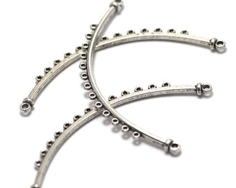 2 connectors long curved "13 holes" 80x25mm, silver