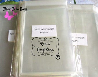 100 Clear Cello Bags 3 5/16 X 5 1/8 - Resealable Clear Bags-Clear Packaging Bags-Lip & Tape Self Seal-Self Adhesive -