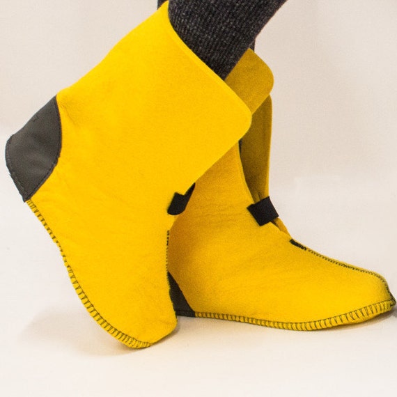 10 High Wool Felt Boot Liners Yellow 50% Wool Style