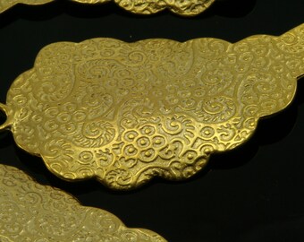 1 pc 42x23 mm Gold Plated Brass leaf shape finding charm pendant 538