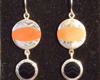Inlaid Stone & Sterling Silver Earrings