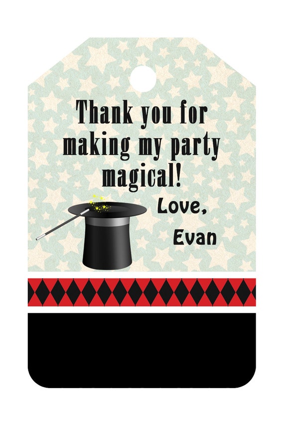MAGIC BIRTHDAY PARTY Favor Hang Tags Boy's Magic Party