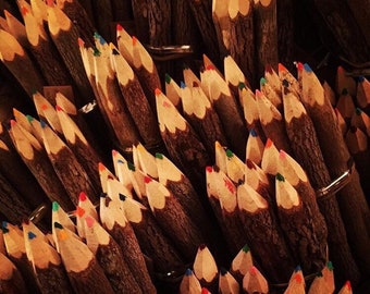 Twig Pencils Hand Carved Multi Coloured / Colored Bundle Ethically Sourced.