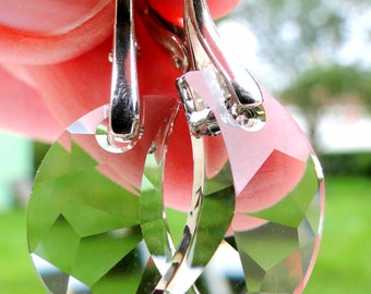 Smoky Crescent Moon Swarovski Crystal Earrings
