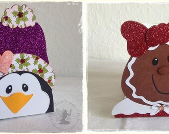 Gift Wrapping Christmas, box, packaging, Penguin, gingerbread Male, set of 2