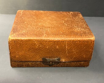 Antique Leather Cantilever Jewellry Box, Leather Jewelry Box, Edwardian Antiques c.1905