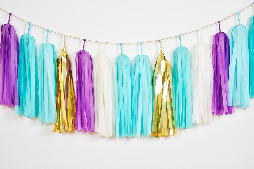 Mermaid Tassel Garland Mermaid Garland Aqua Garland Purple