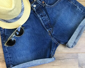 Vintage Levi's 501 denim shorts 30" waist, Levis 501 cuttoff jean shorts, high waisted jean shorts