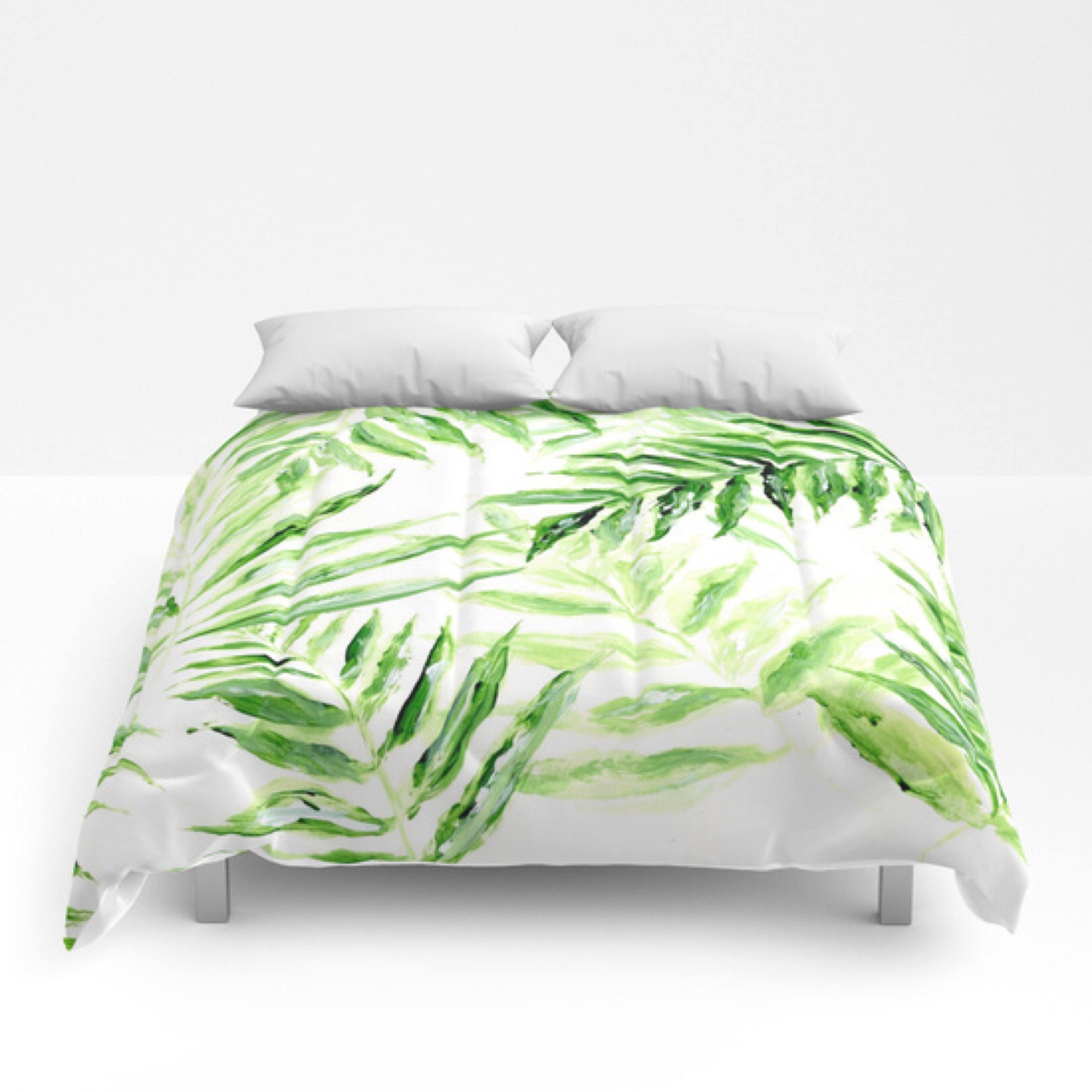 Palm Leaf Comforter green white comforter leaf full