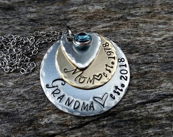 New Grandma Necklace - First Time Grandma - Grandma Est -