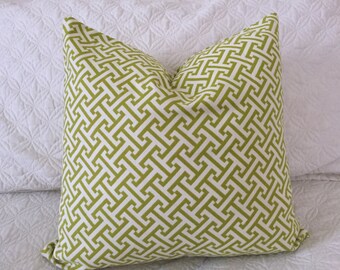 DECORATIVE PILLOW-Lime Green Geometric Pattern - 18 x 18