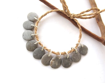 Rock Beads Small Mediterranean Natural Stone River Stone Jewelry Supplies Pairs Small GREY CHARMS 12-13 mm