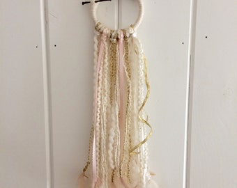 Mini dream catcher - creams, golds and pinks
