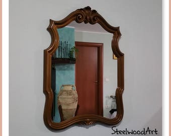 Antique mirror with hand carved frame 70s Baroque style