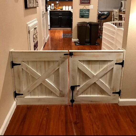 Double Door Rustic Barn Door Style Baby / Dog Gate