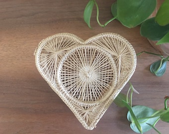 Heart Shaped Basket, Boho Basket