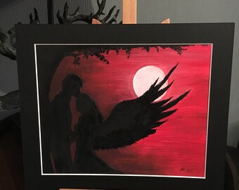 Original watercolour painting 'Blood moon'