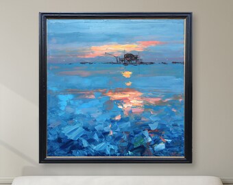 Sunset Painting Abstract Art Painting Contemporary Artwork Oil Painting Modern Painting Ocean Painting Seascape Painting Anniversary Gifts