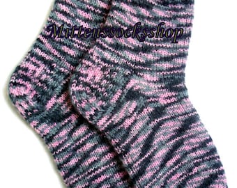 Purple Gray Black Socks Hand Knitted Very Warm Socks from Melange Colors Angora Wool Sleeping Socks Women's Socks Girl's Socks Men's Socks