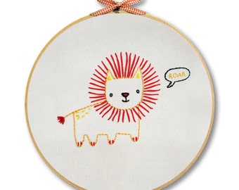 KIT embroidery lion wall art